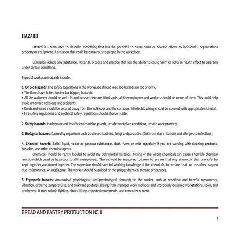 discussion aout hazard and risks bbbbbbbbb