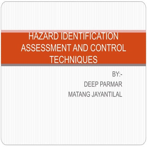 Hazard identification assessment and control techniques