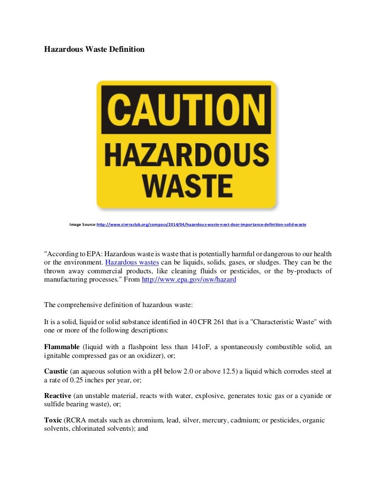 The Definition of Hazardous Waste
