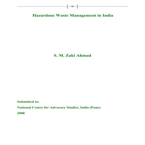 Hazardous waste management in India.