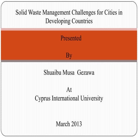 Solid Waste Management Challengies for Cities in Developing Countries ...