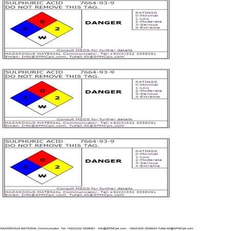 Hazard Communication software by www.SPMCpk.com - Sample Sulphuric Acid ...