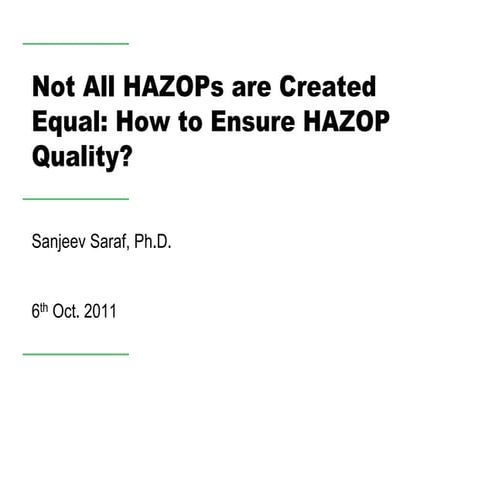 Ensuring Hazop Quality 