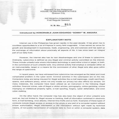 House Bill 511 Proposed Cybercrime Act | PDF