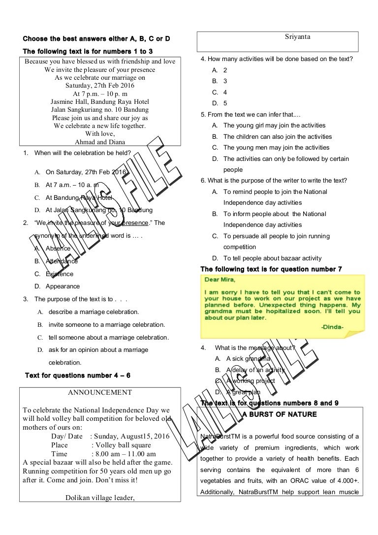 Viral Soal Un Bahasa Inggris Kelas 9, Paling Dicari! Viral Soal Un Bahasa Inggris Kelas 9, Paling Dicari!