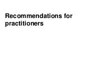 Recommendations for practitioners