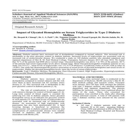 Glycated Hemoglobin and Triglycerides in type 2 diabetes mellitus | PDF