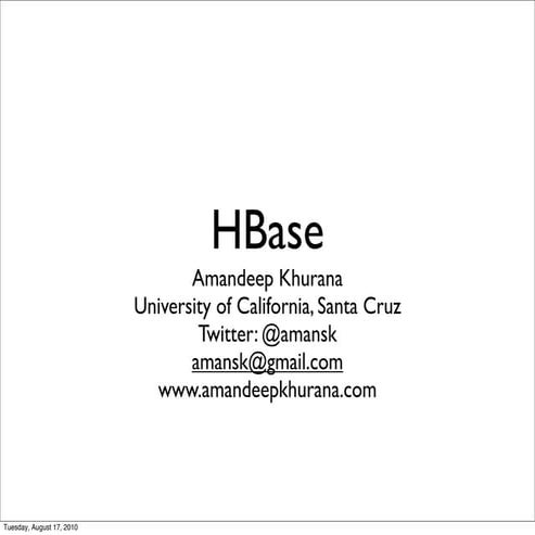 HBase @ Hadoop Day Seattle