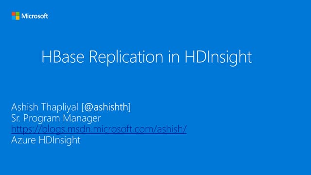HDInsight HBase replication