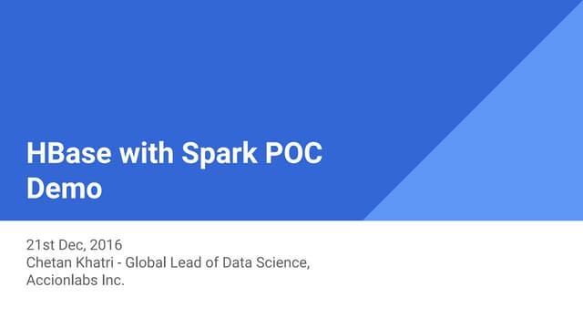 HBase with Apache Spark POC Demo