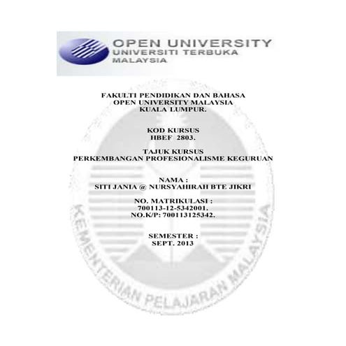 Hbef2803 perkembangan profesionalisme keguruan (t2 a2)