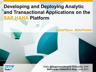 Developing and Deploying Applications on the SAP HANA Platform