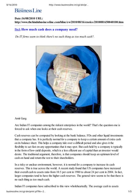 Hbl how much cash does a company need