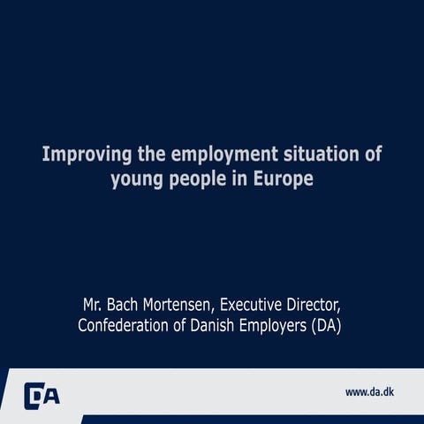 Henrik Bach Mortensen, Building partnerships with real impact for labour market: Improving the employment situation of young people in Europe