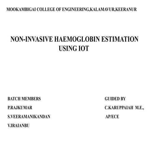Non invasive hemoglobin estimation using iot