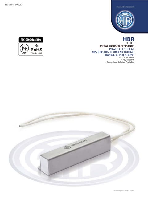 HBR SERIES METAL HOUSED RESISTORS POWER ELECTRICAL ABSORBS HIGH CURRENT DURIN...
