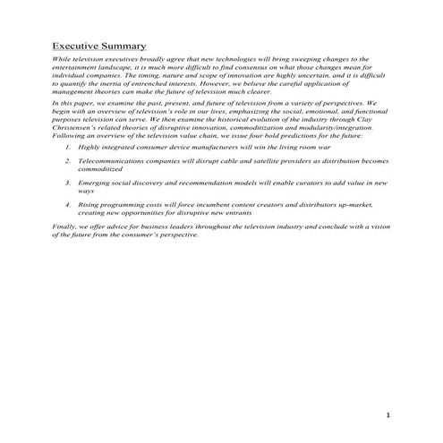 Field Study Disruption of Television