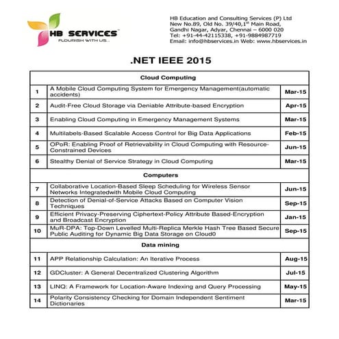 Hb Services .net ieee project 2015 - 16