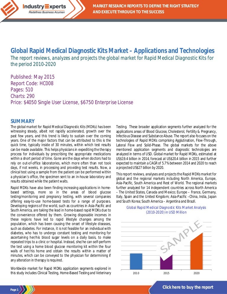 Global Rapid Medical Diagnostic Kits Market Applications and Techno…