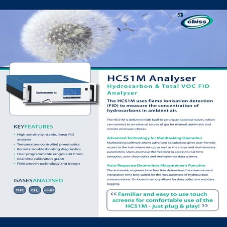 Hc51 m totaly hydrocarbon analyser datasheet