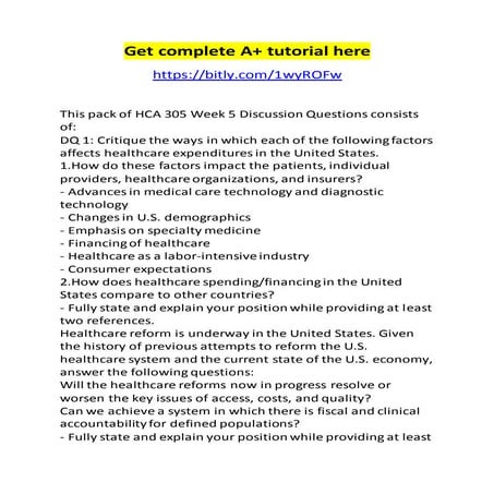 Hca 305 week 5 discussion questions