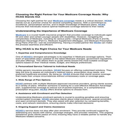 Choosing the Right Partner for Your Medicare Coverage Needs: Why HCAG ...