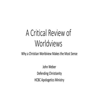 A critical review of worldviews