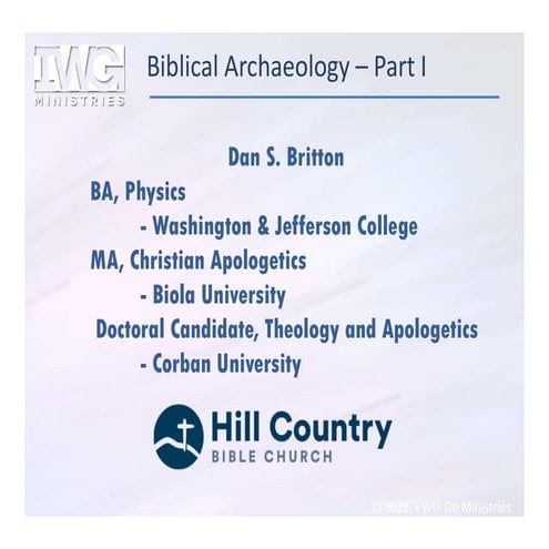 Archaeological evidence for the Bible, part 1