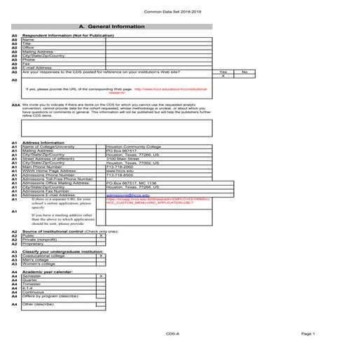 HCC Common Data Set 2018-2019