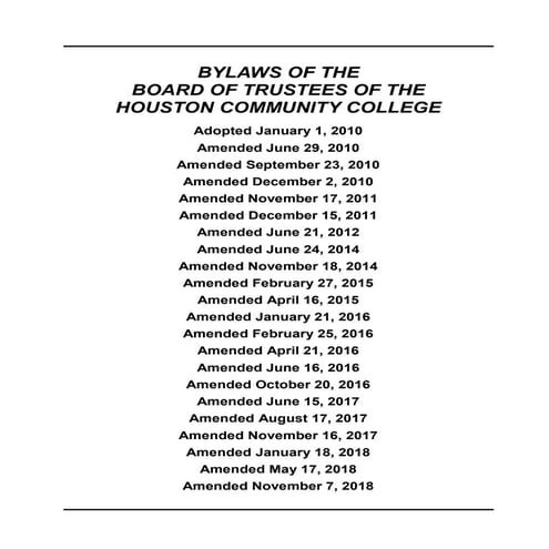 HCC Board of Trustee Bylaws