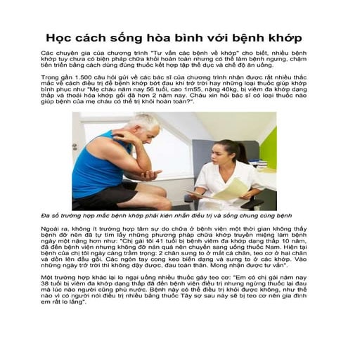 Học cách sống hòa bình với bệnh khớp