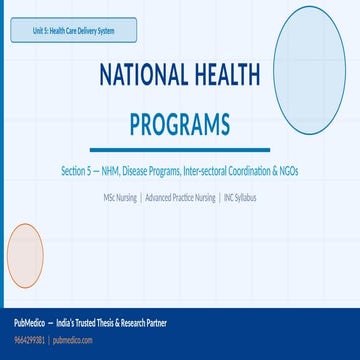 Comprehensive Overview of India's National Health Programs and Disease ...