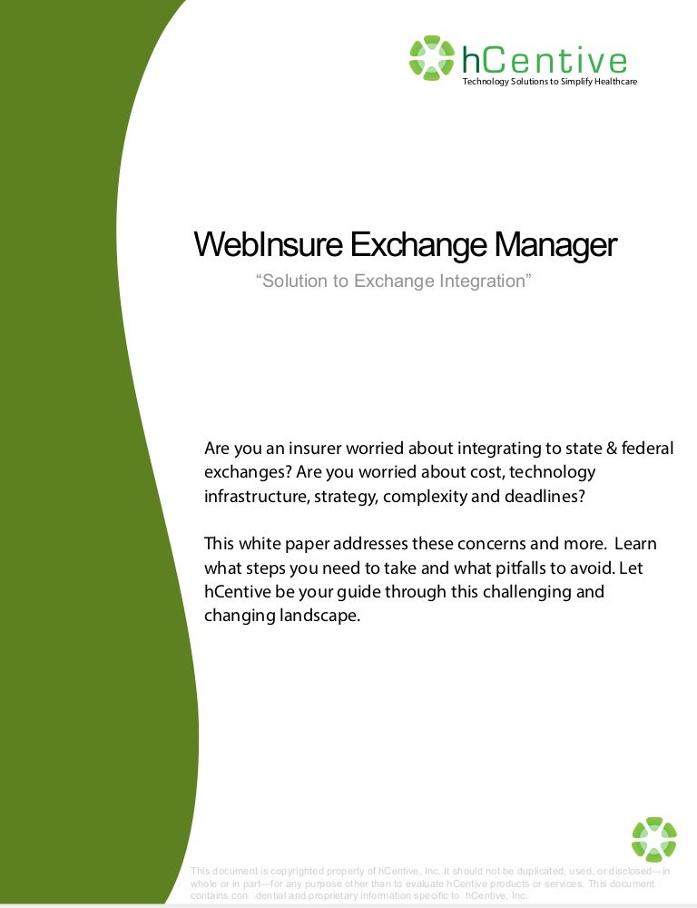 hcentive webinsure exchange integration platform hcentive