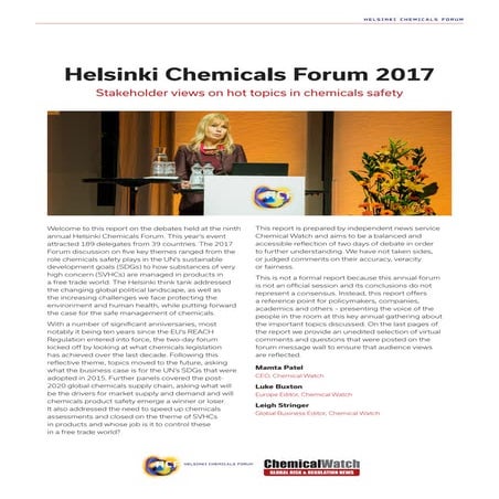 Helsinki Chemicals Forum 2017 Final report
