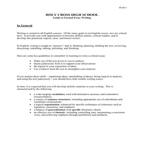 Hc formal essay handout 2013 revision