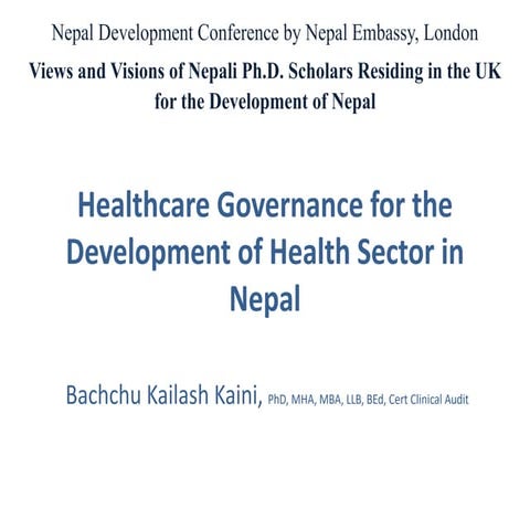 Healthcare Governance for the Development of Health Sector in Nepal