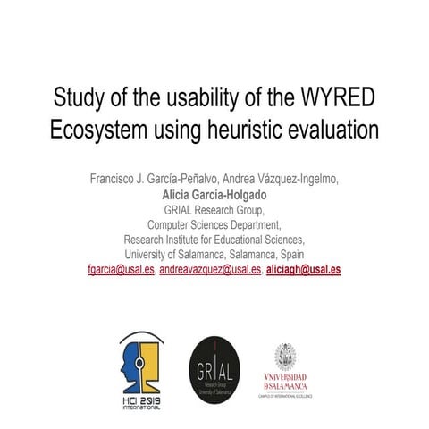 Study of the usability of the WYRED Ecosystem using heuristic evaluatino