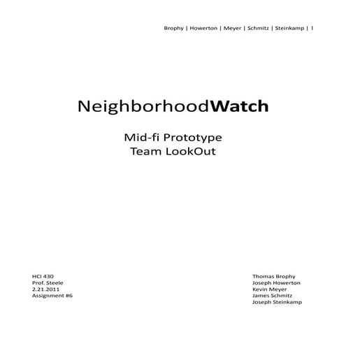 Neighborhood Watch mobile app (usability testing documentation)