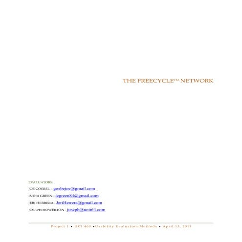 The Freecycle Network (Expert Evaluation: Heuristic Evaluations and Cognitive Walkthroughs)