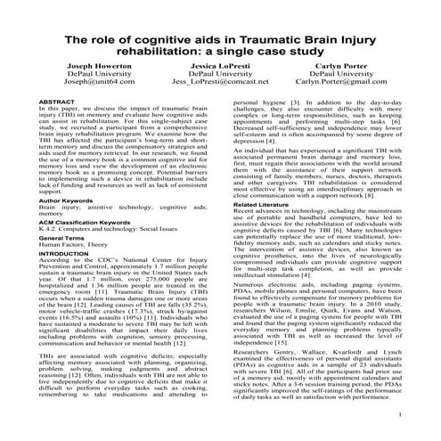 The role of cognitive aids in Traumatic Brain Injury rehabilitation: a single case study