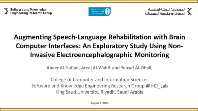 Augmenting Speech-Language Rehabilitation with Brain Computer Interfaces: An Exploratory Study Using Non-Invasive Electroencephalographic Monitoring