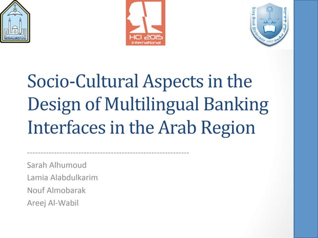Socio-Cultural Aspects in the Design of Multilingual Banking Interfaces in the Arab Region