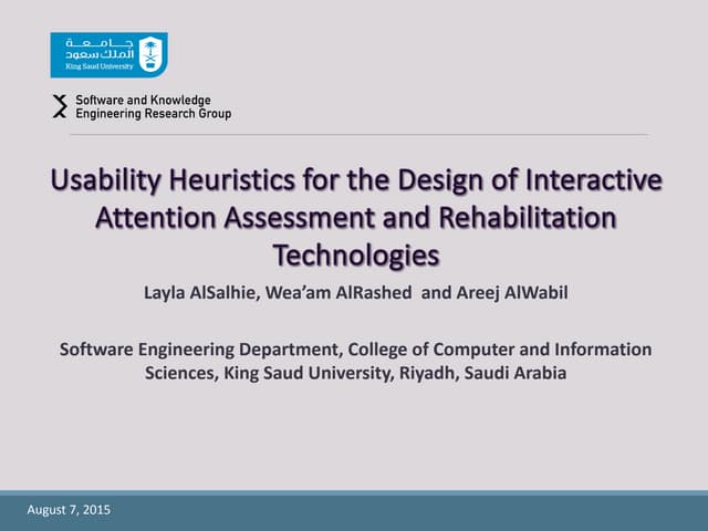 Usability Heuristics for the Design of Interactive Attention Assessment and Rehabilitation Technologies