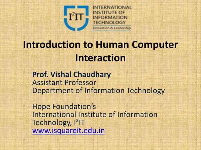 Introduction to Human Computer Interaction