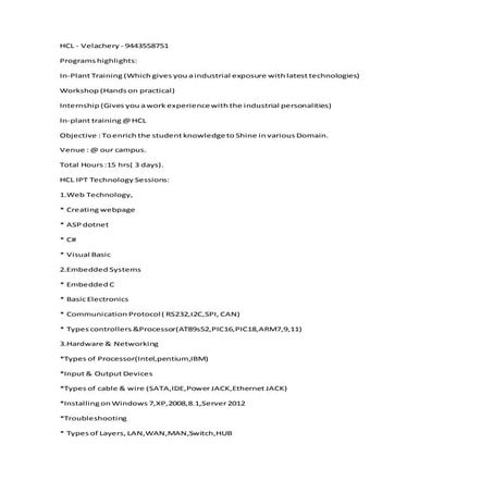 IPT with PLACEMENT TIPS at HCL - 9382207007