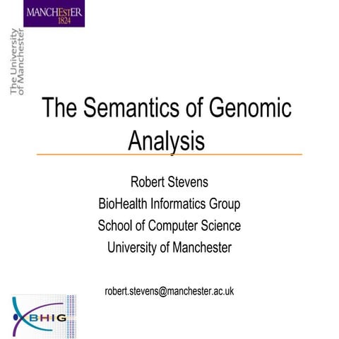 The Semantics of  Genomic Analysis