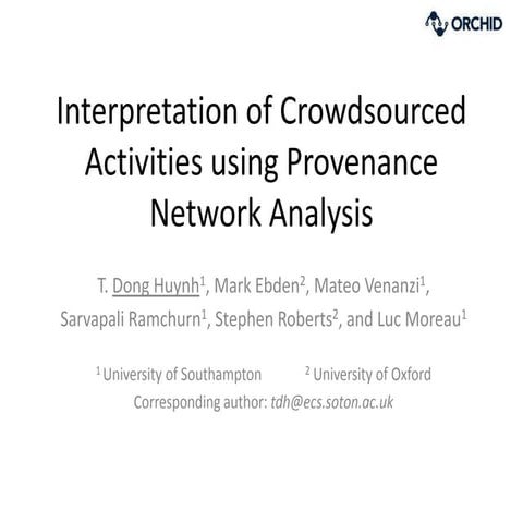 Provenance Analytics at AAAI Human Computation Conference 2013