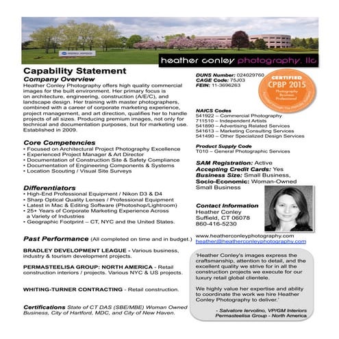 Heather Conley Photography Capabilities Statement - July 2015 | PDF