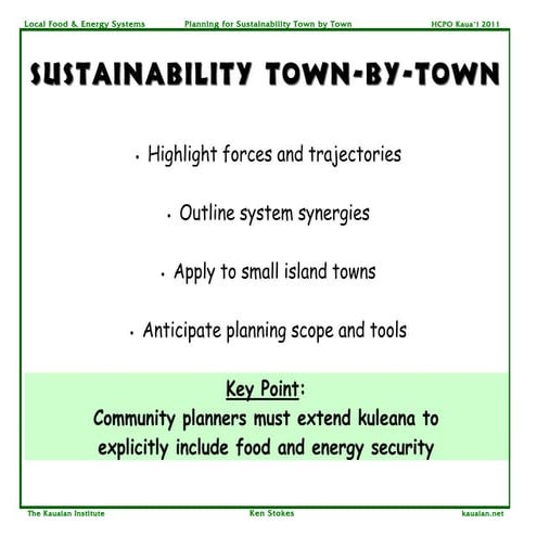 Hawaiian Sustainability Town by Town