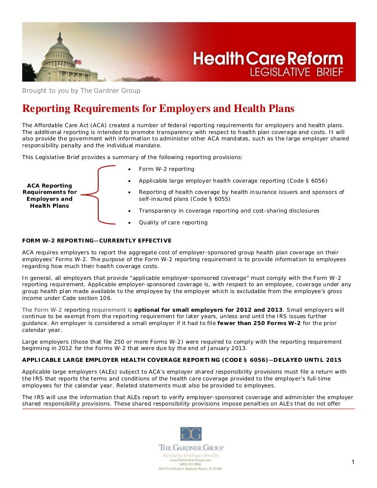 Health Care Reform Reporting Requirements for Employers and Health Pl…
